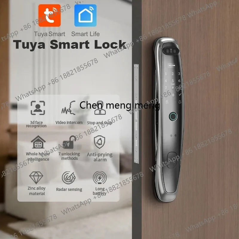 Tuya WiFi Camera Smart Lock 3D Face Recognition Digital Fingerprint Electronic Tuya Smart Door Lock APP/Key/Card