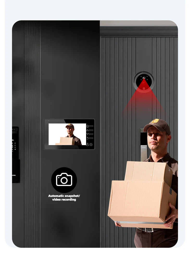 4.3 Inch HD Display Visual Peephole Video Doorbell 145 Degree Angel 1 Megapixel Camera PIR Motion Detection Night Vision Cat Eye
