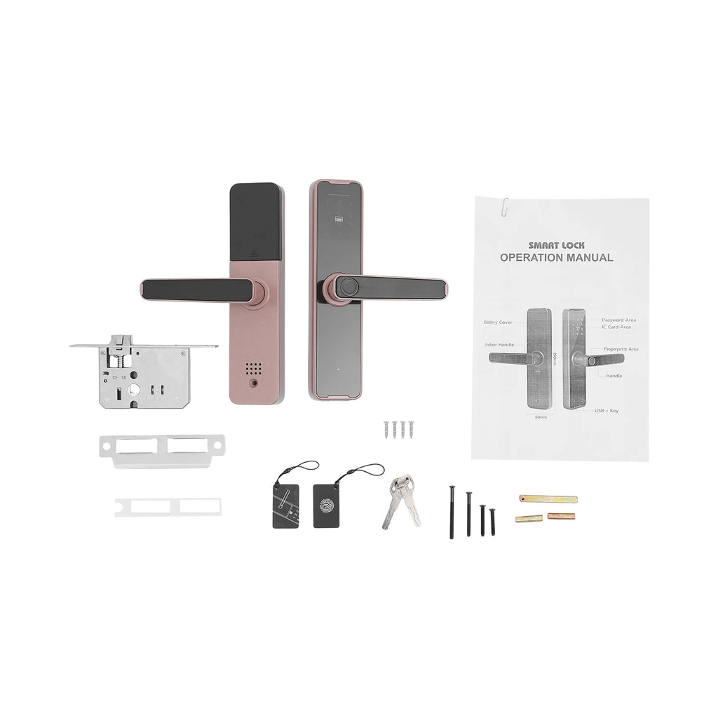 Smart Door Lock WiFi Tuya APP Fingerprint Keyless Entry Door Lock W/50 Fingerprints, 100 Passwords, Key & Temporary Password