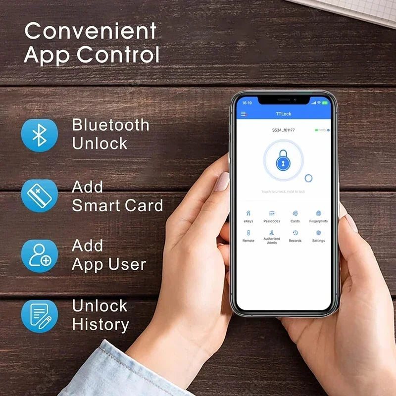 Biometric Fingerprint Door Lock with TTLock IP66 Waterproof Keyless Entry Smart Lock (Fingerprnt/IC Card/APP) High Security