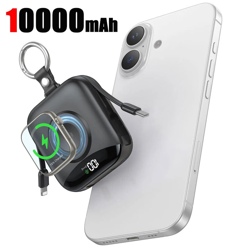 Magnetic Wireless Power Bank 10000mAh - Fast Charging PD Portable Battery Black 10000mAh Tidesmit