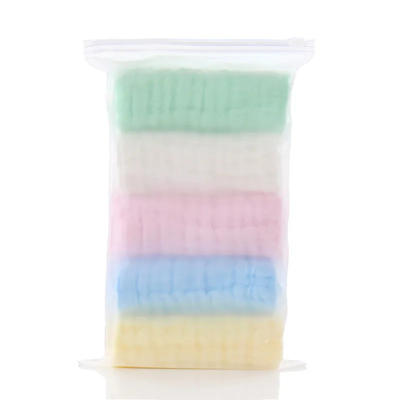 Happyflute 30*30CM 6Layer Soft Gauze Baby Cotton Plain Color Face Towel Children's Square Handkerchief Saliva Towel