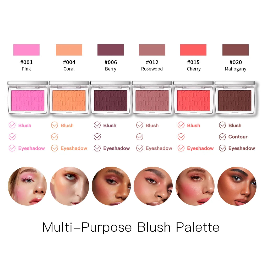 Tidesmit matte natural peach cheek tint blush palette swatch showing waterproof long lasting face contour texture