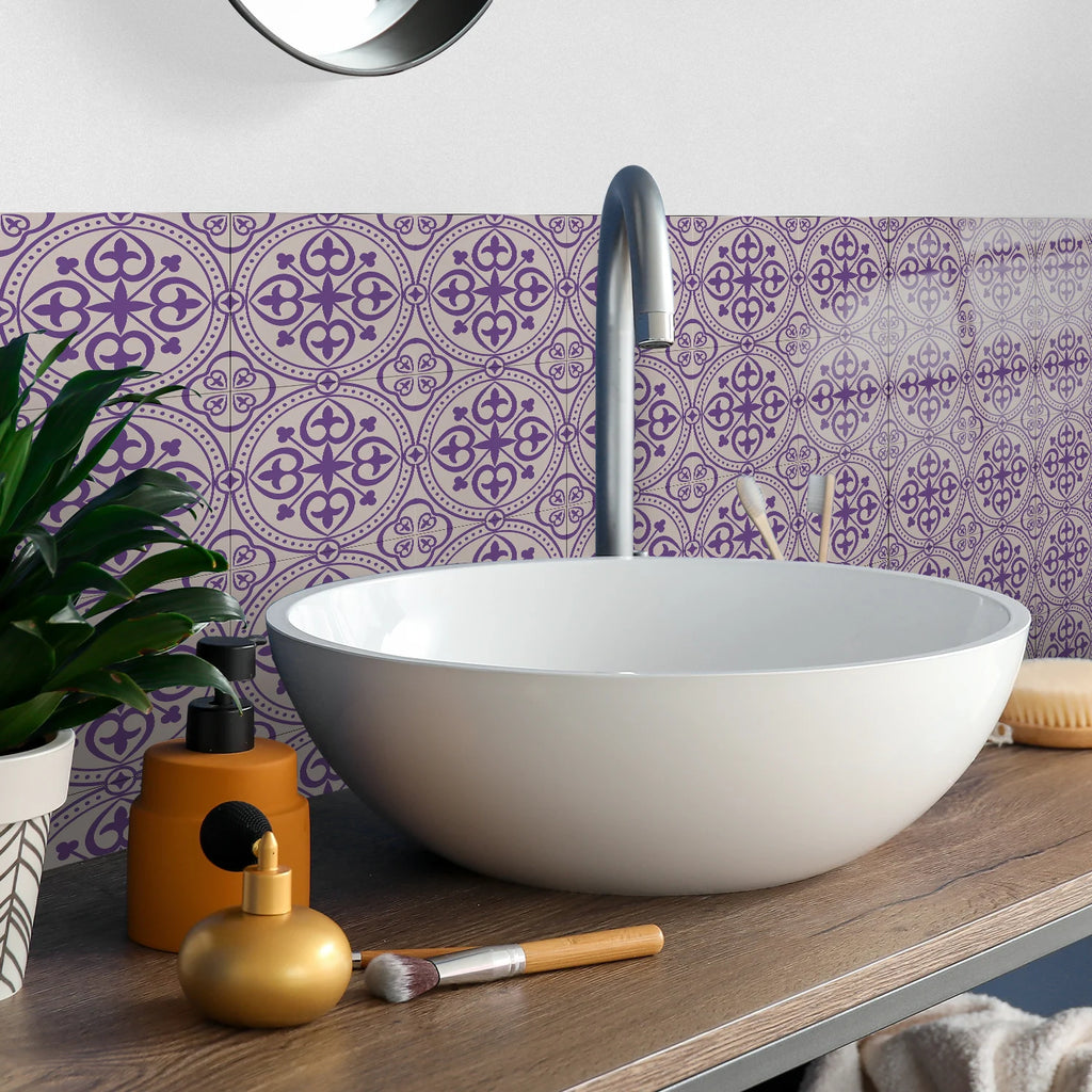 15x15cm Moroccan Style Peel and Stick Tile Stickers, Self Adhesive Waterproof Wall Decor for Kitchen Bathroom (ART Series)