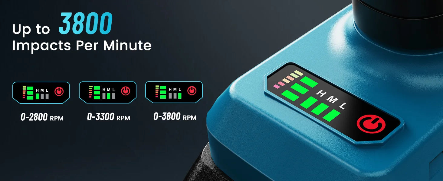 SeeSii 900Nm 1000Nm 1300Nm Cordless Impact Wrench Brushless Electric Impact Gun Kit Battery Powered Tool For Car Tire Repair with 2*4.0Ah Batteries Case LED Light For Makita