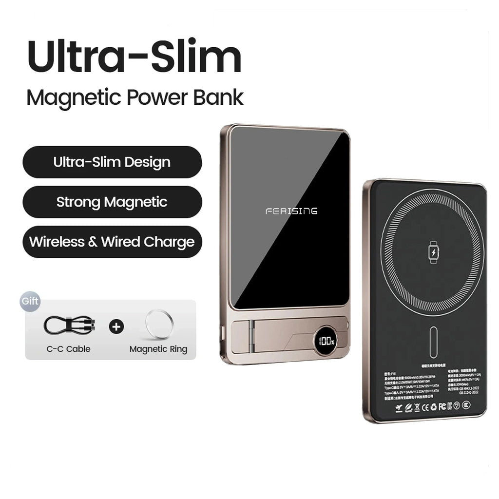 Magnetic Wireless Power Bank 10000mAh - Fast PD Charger for Travel Tidesmit
