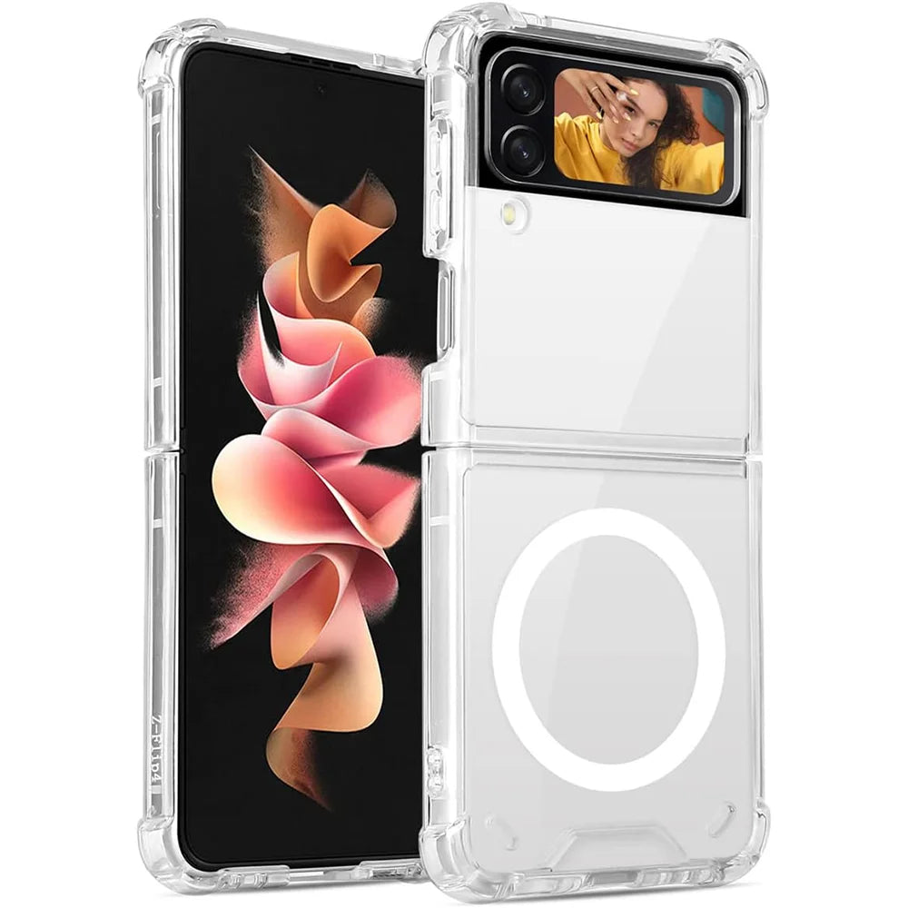Magnetic Transparent Case for Samsung Galaxy Z Flip 5 – Slim Acrylic Cover Acrylic Tidesmit