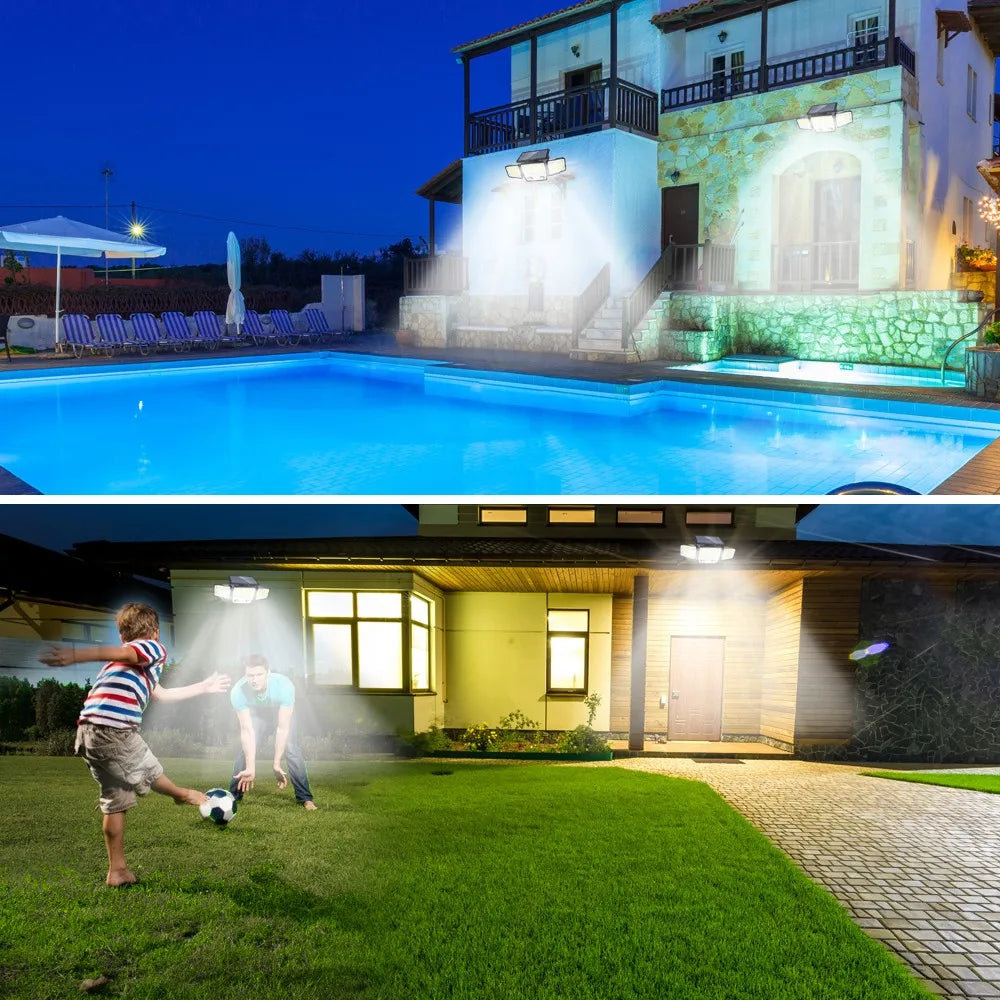 Solar Lights Outdoor 3 Heads Motion Sensor 286/236LED Security Flood Lights Waterproof 3 Modes Wall Lamp for Garden Patio Yard