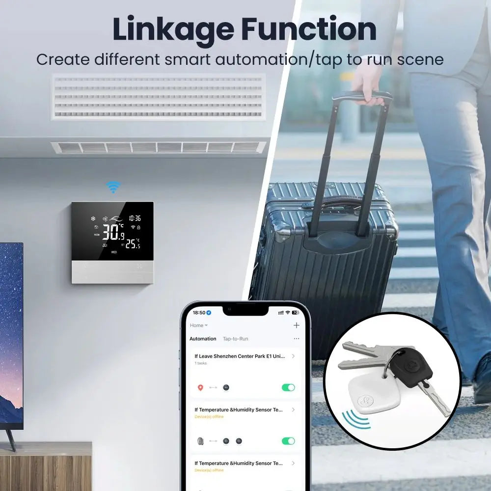 Tuya WiFi Smart Central Air Conditioning Thermostat Switch Smart Life App Remote Voice Control Compatible with Alexa Google Home
