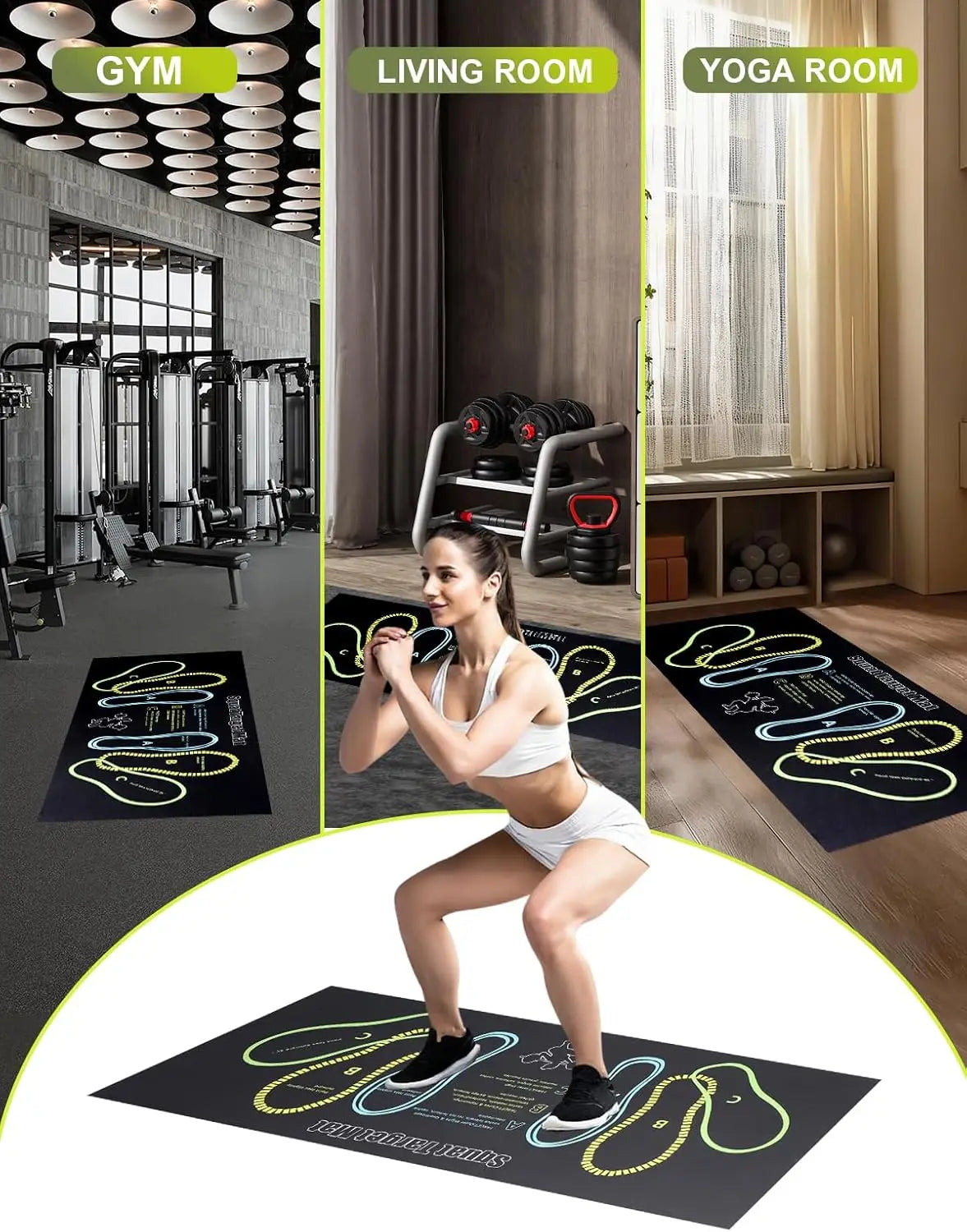 80*35CM Squat Step Position Guide Mat Multipurpose Work Out Mat Leg Muscle Targeting Training Hip Muscle Mat for Yoga Pilates