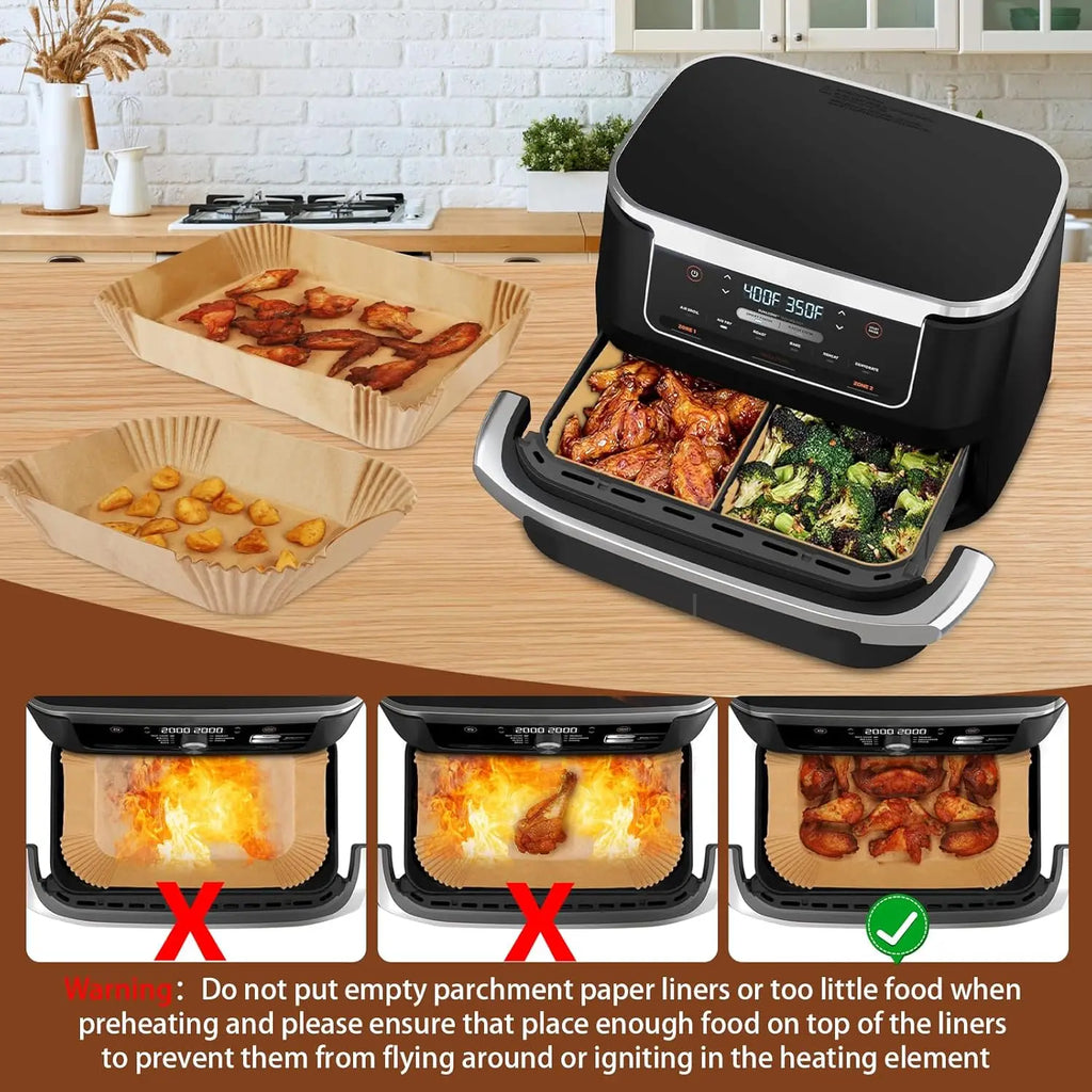 50-200pcs Rectangle Disposable Air Fryer Paper Non-Stick Airfryer Baking Paper Liner Oilproof Oven Pad Mat for Ninja for Philips
