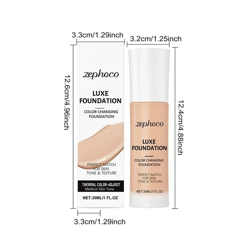 Tidesmit Zephoco Luxe thermal color changing liquid foundation shade swatch for long lasting moisturizing face makeup