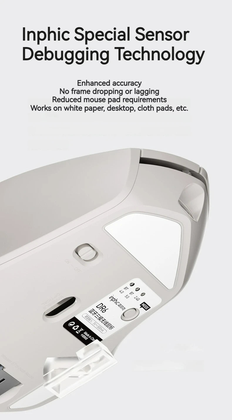 Bluetooth Tri-mode Mouse Rechargeable 2.4G Wireless Mouse Office Mute Support PC Laptop Tablet Smartphone Universal Mouse