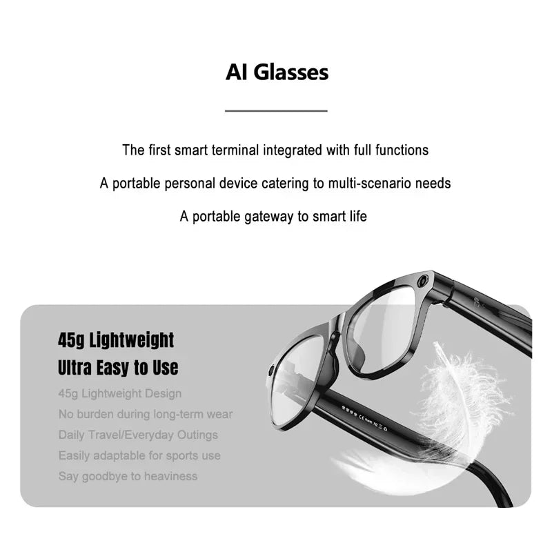 AI Smart Glasses with 100MP Camera & Spatial Audio - Tidesmit Tidesmit