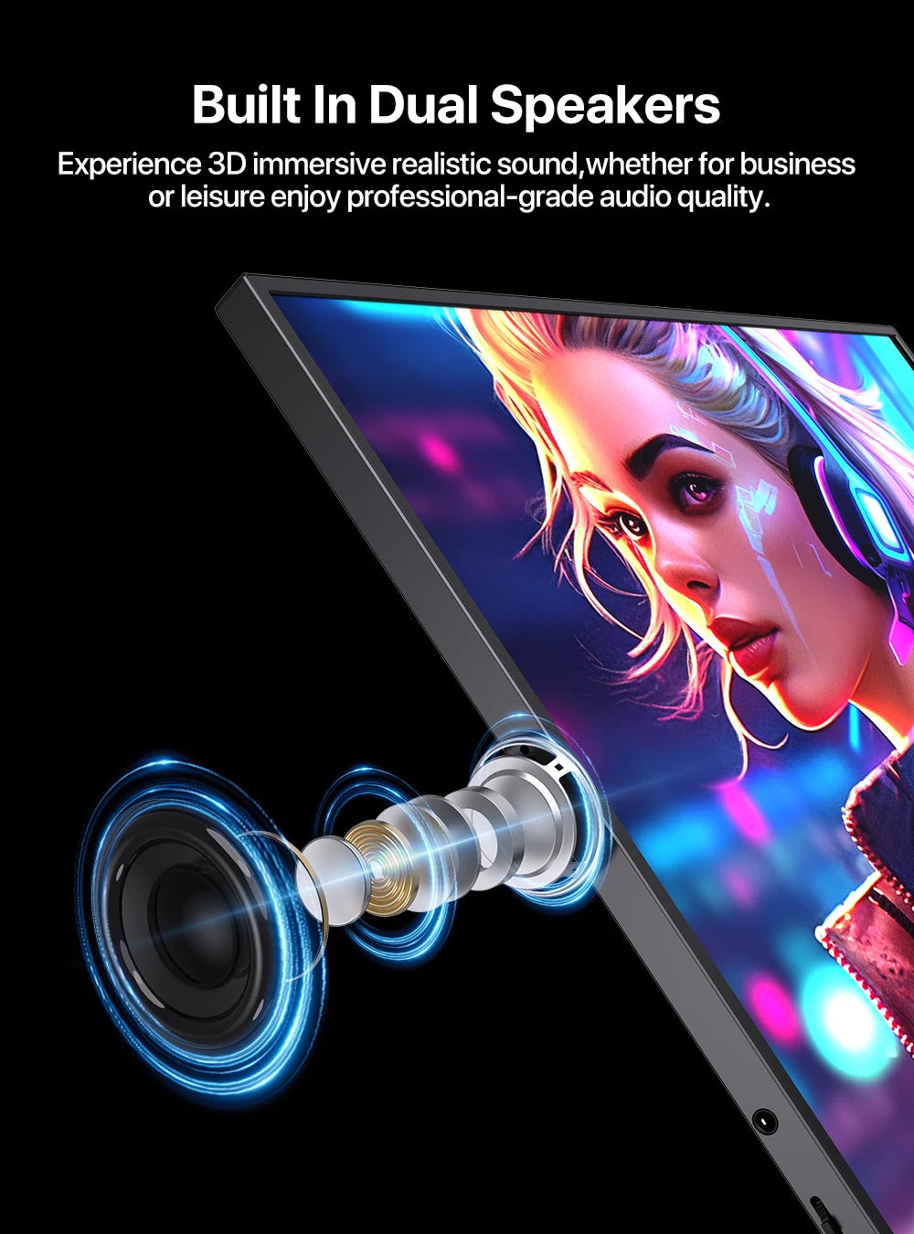 UPERFECT Portable Monitor 18 Inch 2.5K 100% DCI-P3 144Hz Gaming Display IPS LCD Panel Matte Mobile Screen FreeSync HDR With VESA