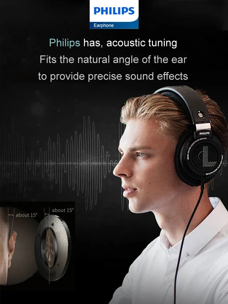 Philips SHP9500 Headphone HiFi Stereo Wired Earphone Computer Online Learning Earbuds Esports Game 3.5mm 6.3mm Universal Headset Tidesmit