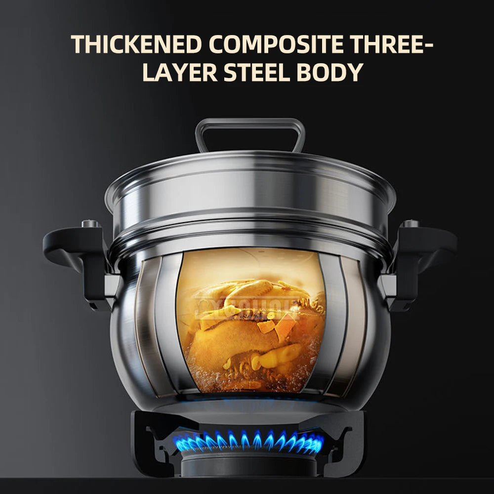 7L stainless steel pressure cooker with transparent lid and side handles