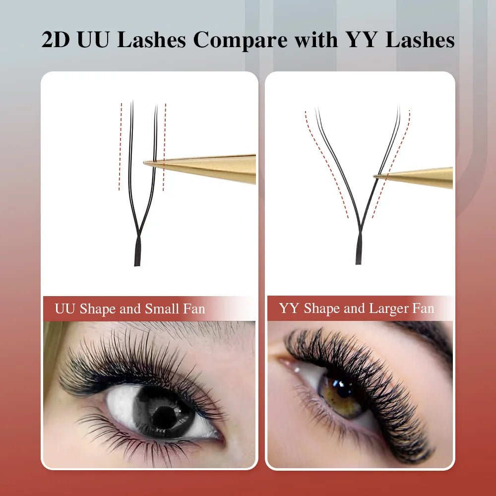 NAGARAKU U Shape YY Lashes Extensions Natural Soft 2D UU Lashes Premium Mink Brazilian Cilios False Eyelashes Tidesmit