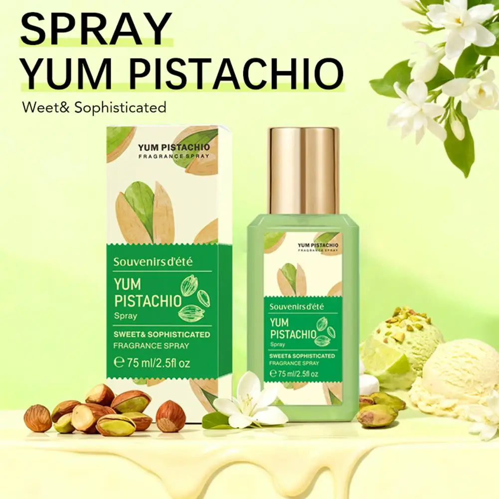 Tidesmit Sweet Pistachio Ice Cream fragrance spray, a long-lasting gourmand perfume with a warm scent for daily wear.