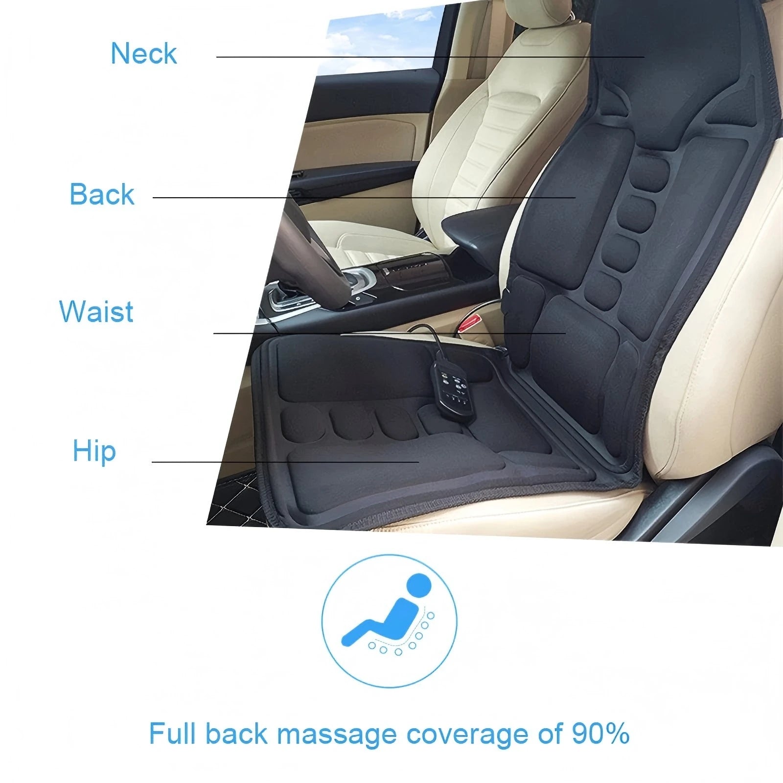 Massage Seat Cushion with Heat for Deep Tissue Muscle Relief - Tidesmit Massage Cushion Tidesmit