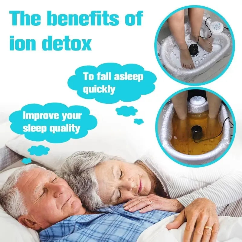 Electric ion detox foot spa machine with water basin and array for home wellness therapy and improved sleep quality.