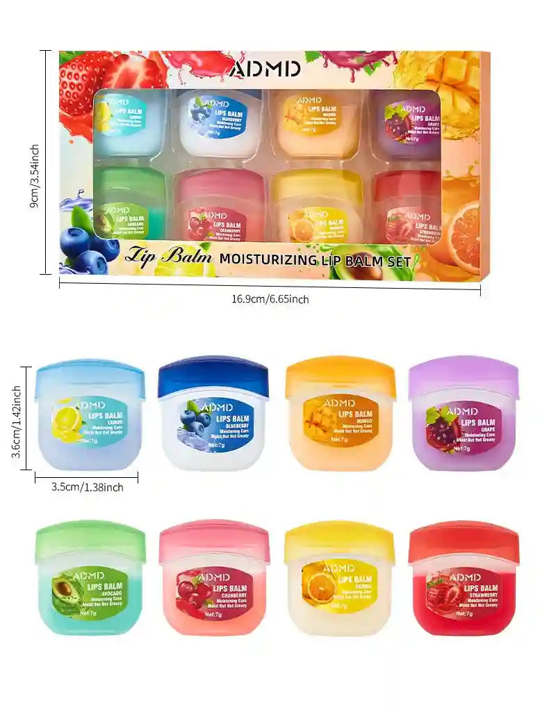 Fruit Lip Balm Set - 8pcs Moisturizing Lip Treatment for Dry Lips Lip Care Tidesmit