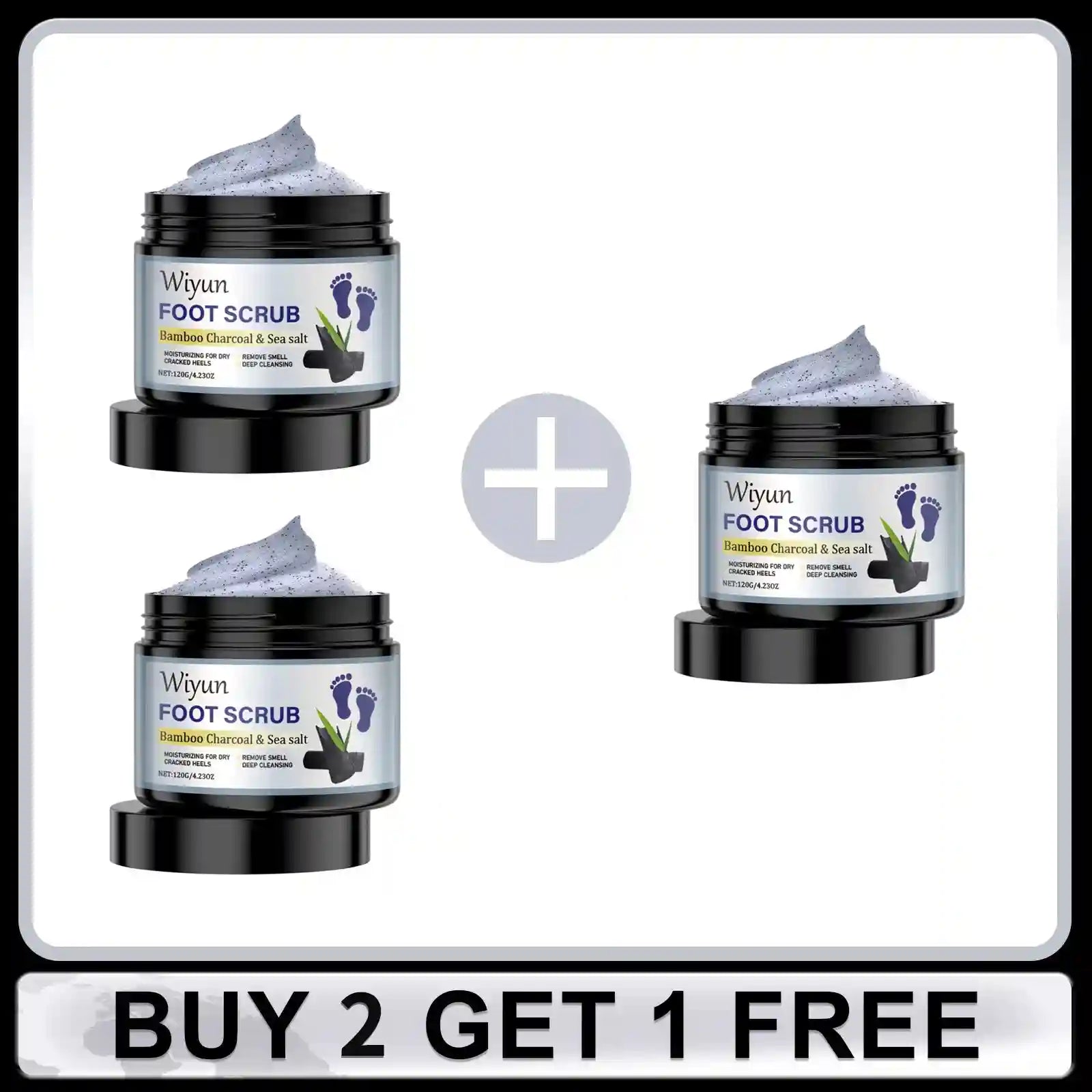 Bamboo Charcoal Foot Scrub for Dead Skin Removal - 120g Natural Exfoliant Scrubs Treatments Buy 2 Get 1 Free Tidesmit