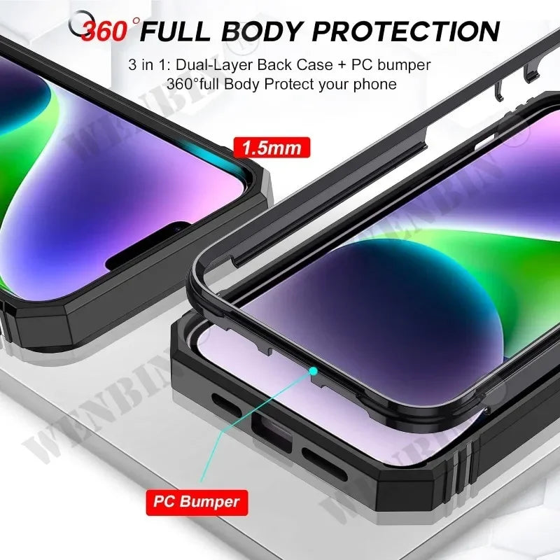 iPhone 16 Pro Max Case with Kickstand and Camera Guard Protection Tidesmit