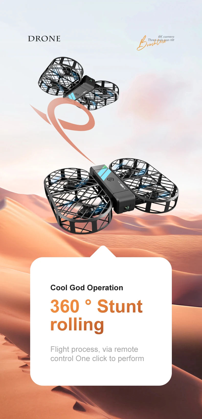 Foldable 6K Camera Drone with WiFi FPV and Headless Mode - Tidesmit V38 Tidesmit
