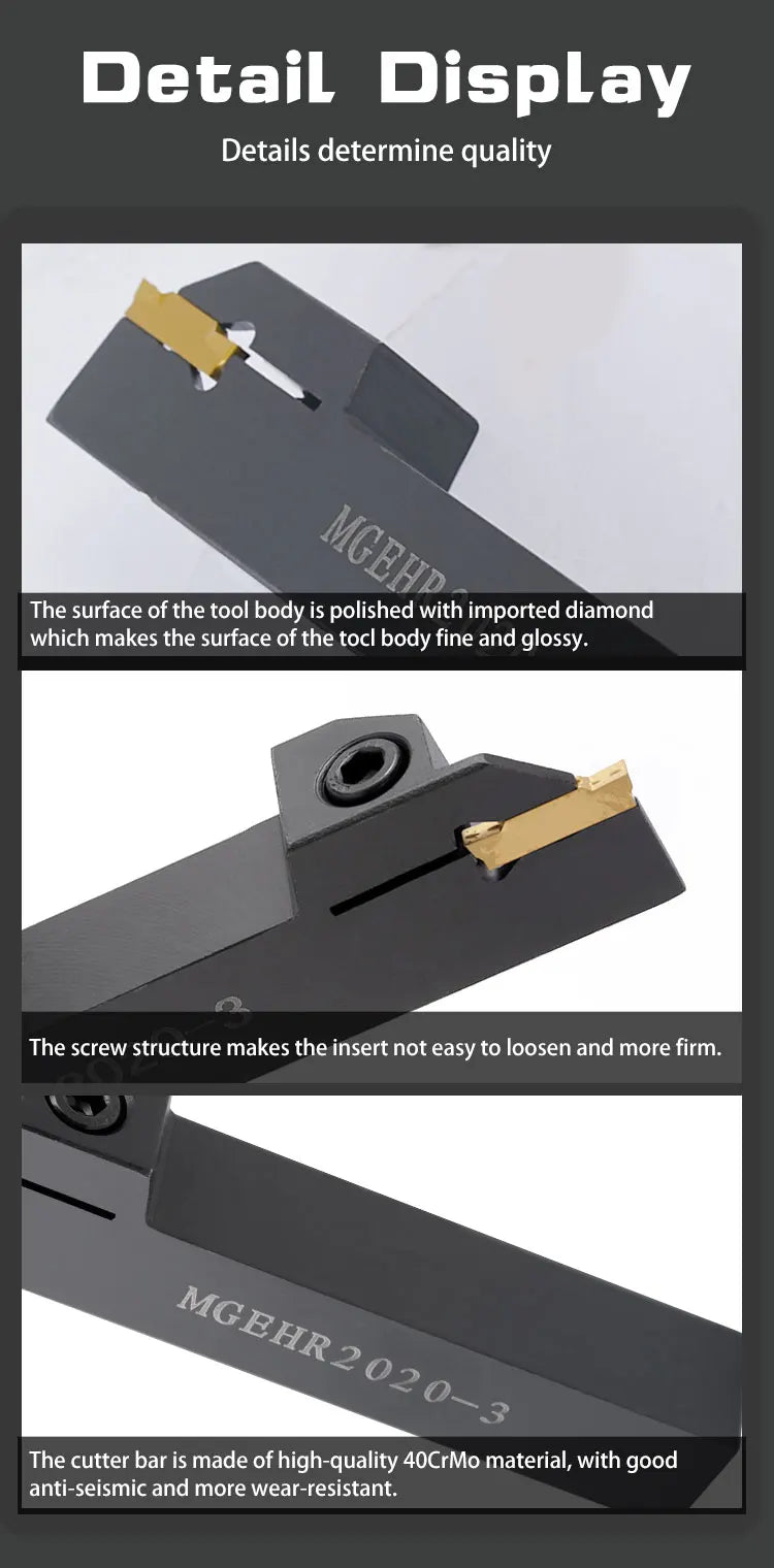 Full Series Grooving Tool Holder MGEHR1212 MGEHR1616 MGEHR2020 MGEHR2525 Slotting Turning Tool for Carbide Grooving Insert MGMN
