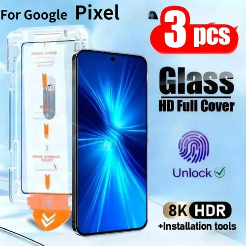 1-3PCS Dust Free Easy Installation Fingerprint Unlock Tempered Glass For Google Pixel 10Pro XL 8A 6A 7A 7 8 Pro Screen Protector Tempered Glass Film Tidesmit