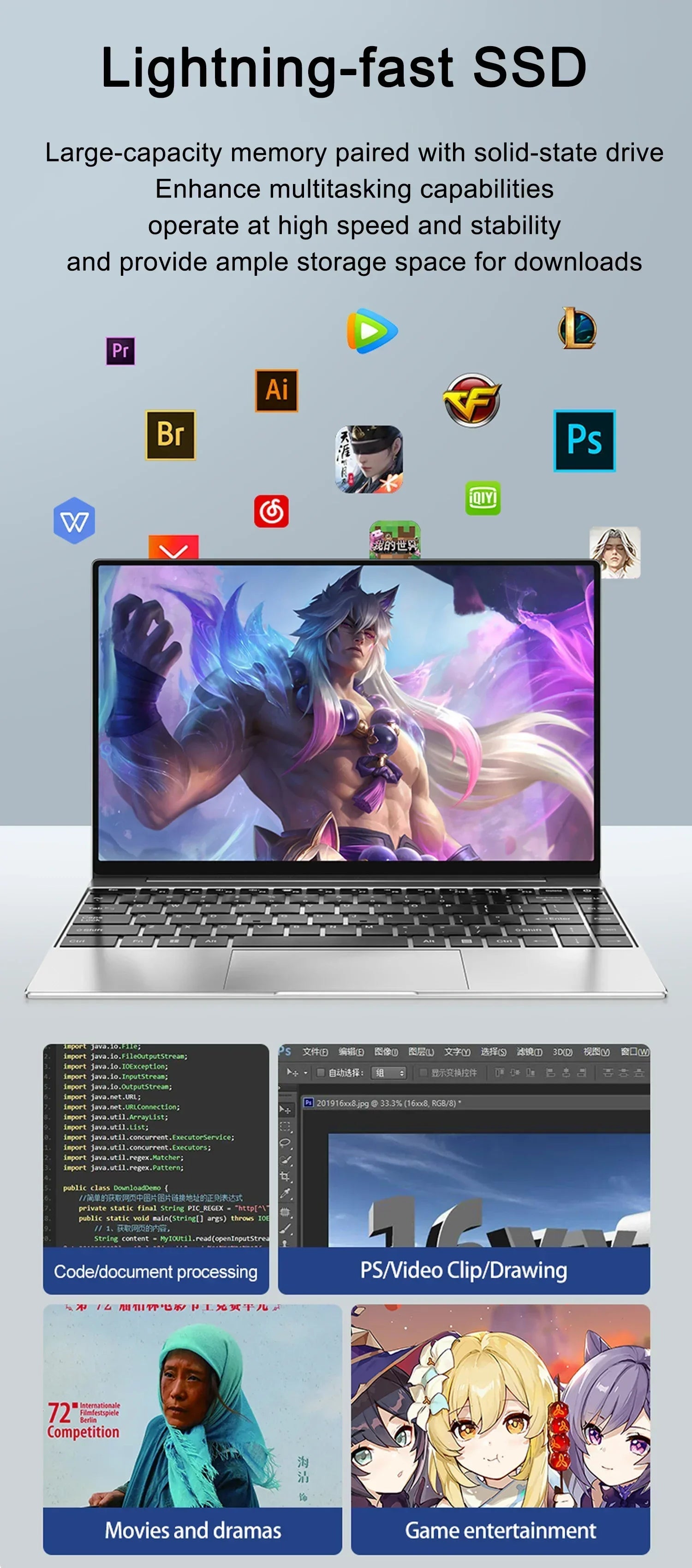 2026 New14.1 Inch Ultra Thin Laptop Intel N95 Win11 DDR4 2TB SSD Portable Slim Business Office Student Notebook PC 16GB 32GB RAM