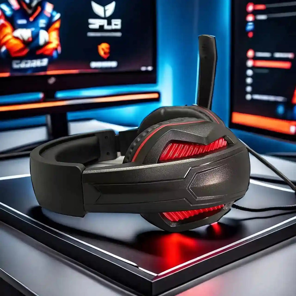 Wired Gaming Headset with Mic - Over-Ear Stereo Audio, Red or White Tidesmit