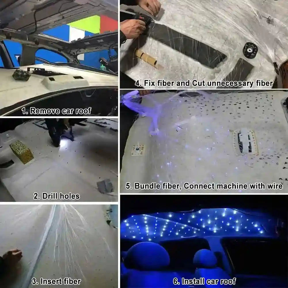 Fiber Optic Starry Sky Car Atmosphere Lamp - RGB LED Lighting Kit Tidesmit