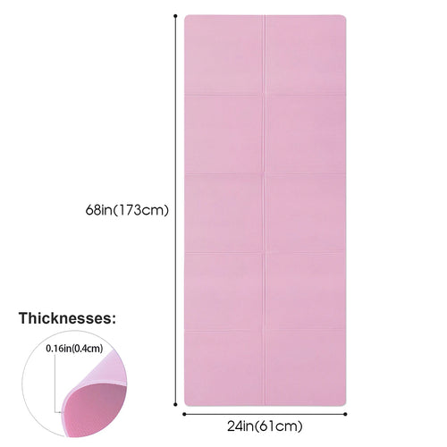 4MM EVA yoga mat, anti-slip smart yoga mat for fitness and Pilates, side angle view showing thickness and dimensions.