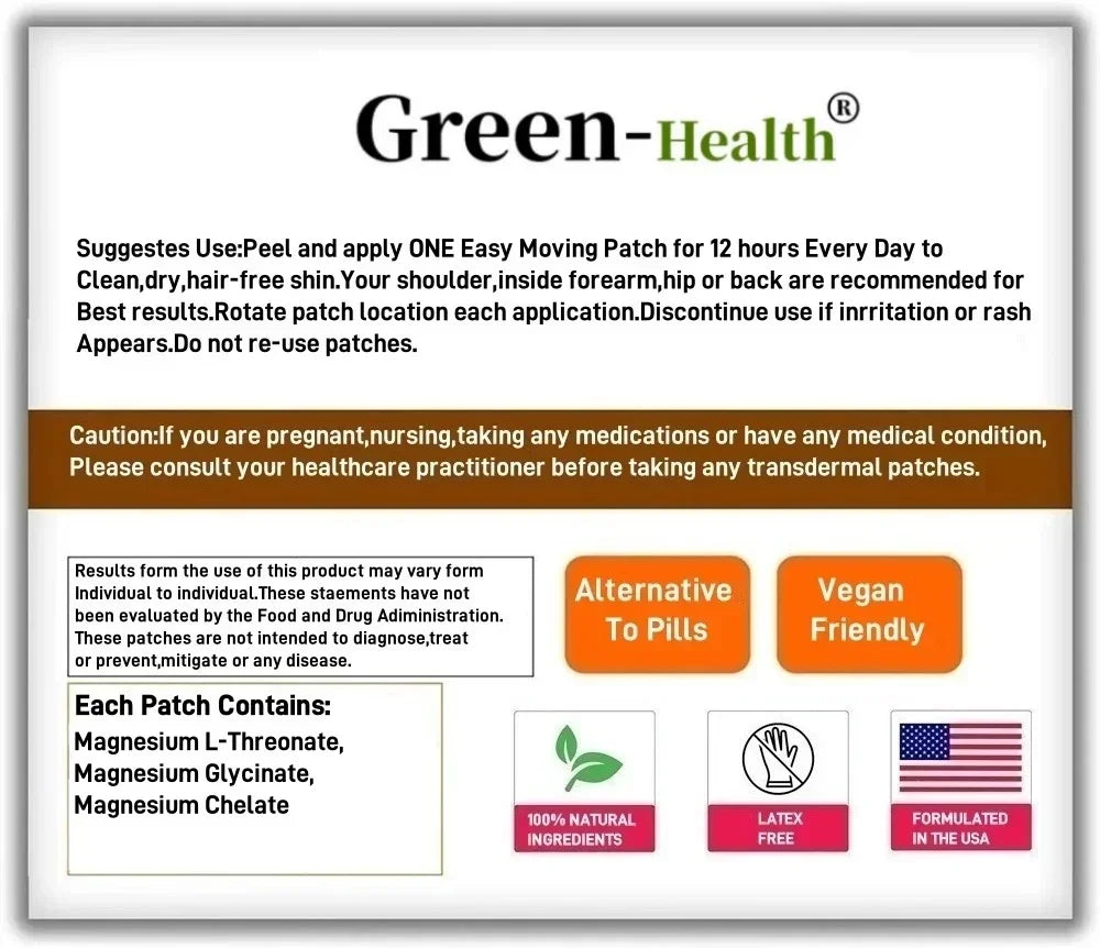 30 Patches 3 in 1 Magnesium L-Threonate Transdermal Patches with Magnesium Glycinate & Magnesium Chelate