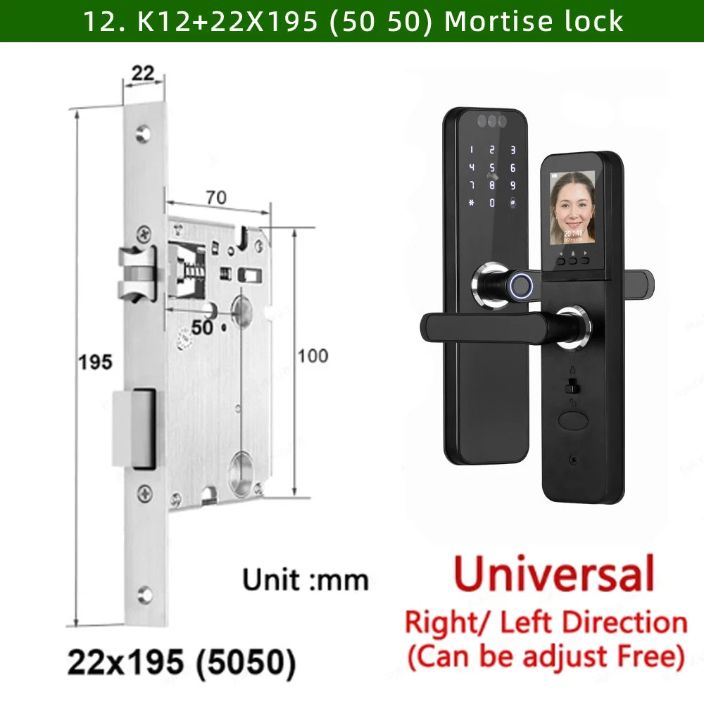 CDOK K12 Tuya WiFi smart door lock, remote unlocking, with cat-eye camera and face unlocking