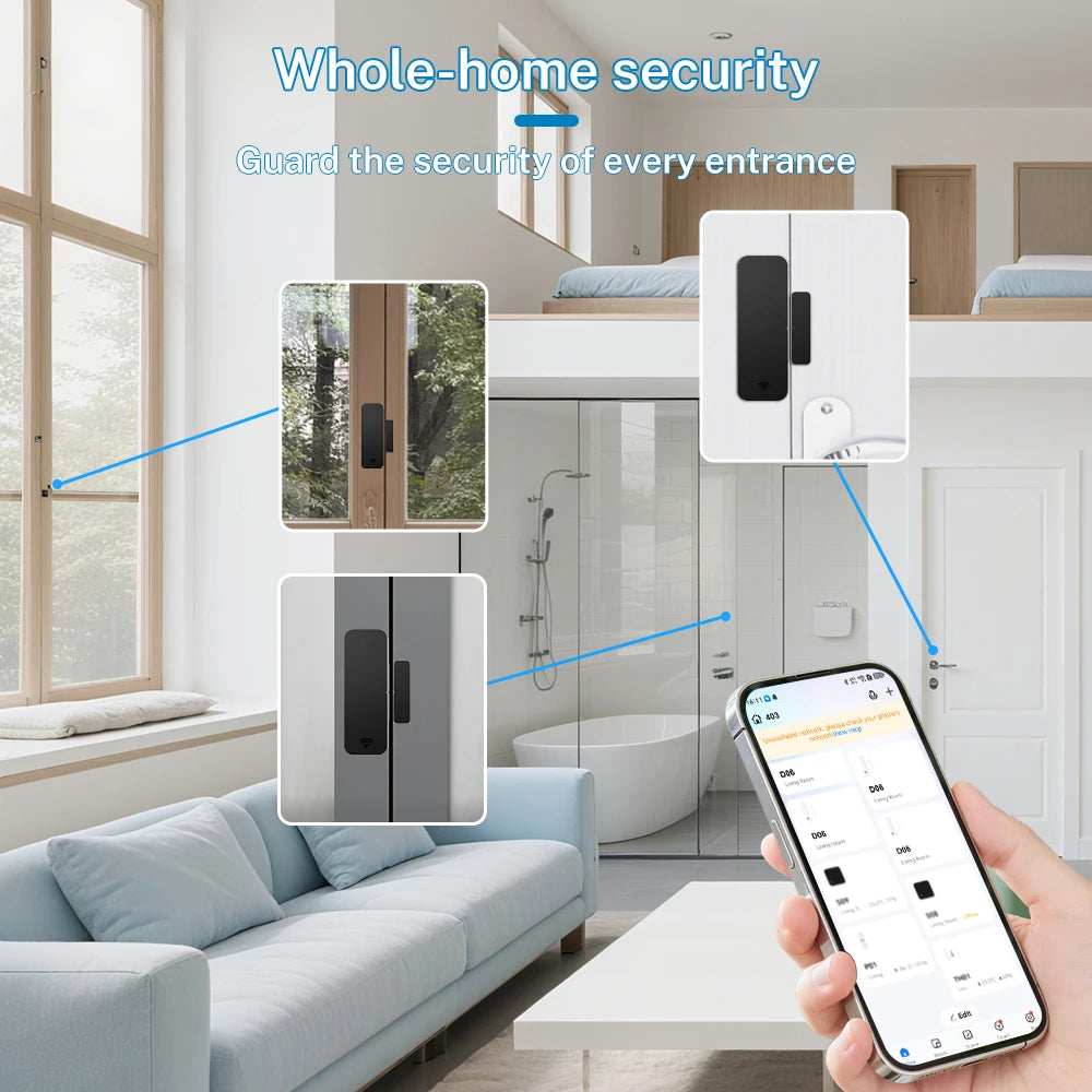 Zigbee Door Sensor Smart Contact Monitor for Home Security Tidesmit