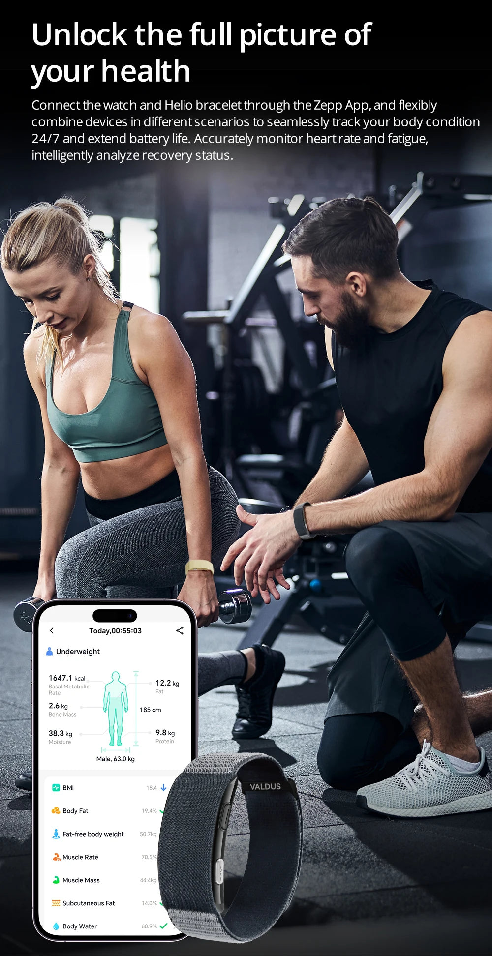 VALDUS New VITRO Smart Bracelet ECG Health Tracker Sports Fitness Heart Rate Blood Pressure Man Woman Wristband For ios Android