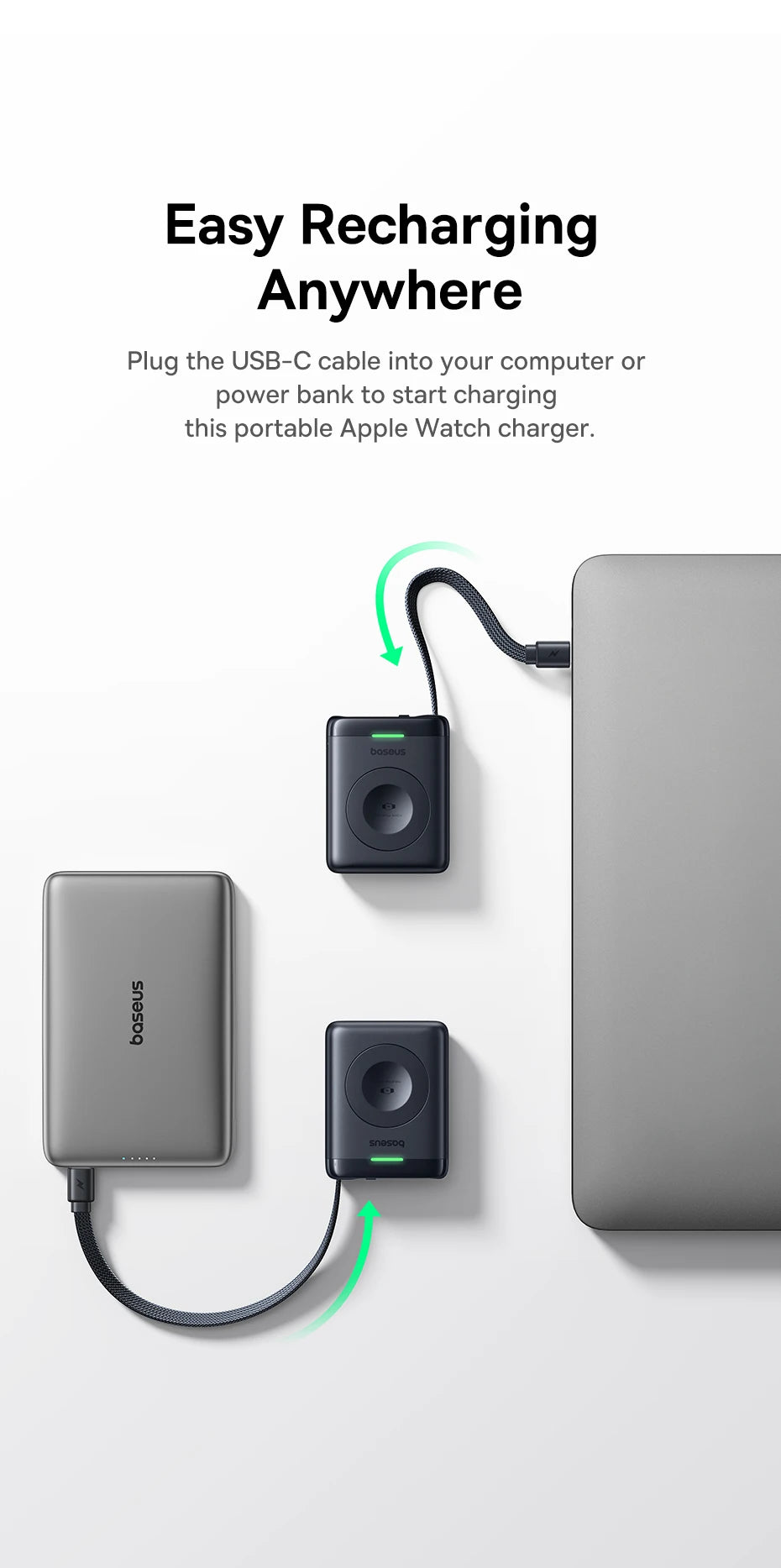 Magnetic Apple Watch Charger | Fast USB-C Cable | Qi Certified Tidesmit
