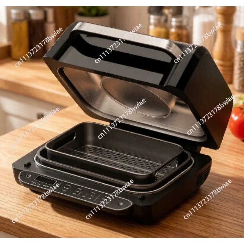 8-in-1 Multifunctional Indoor Smokeless Grill&Air Fryer Built With Smart Thermometer, Household Multi-purpose Cooking Appliance