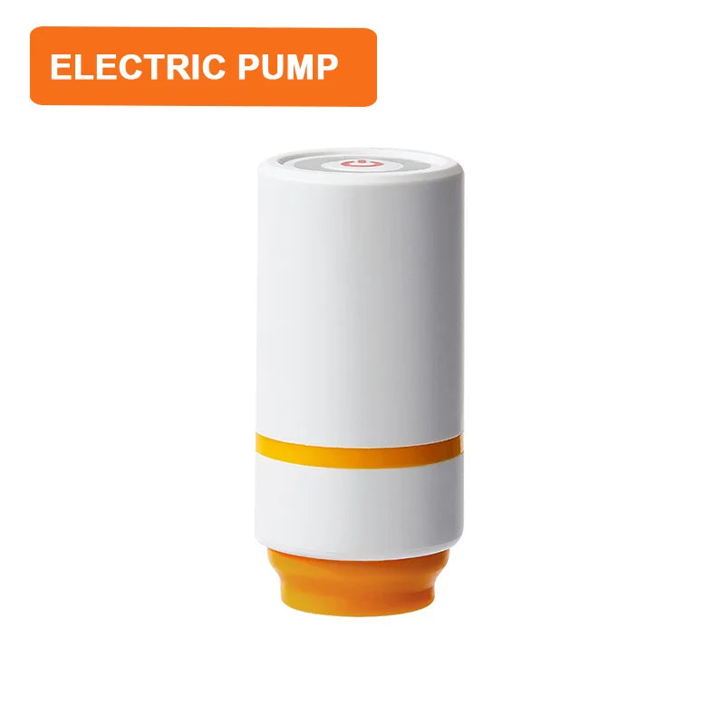 White electric vacuum pump for vacuum seal storage containers, orange base