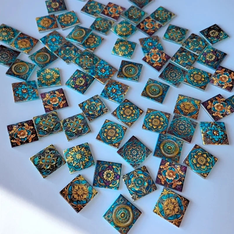 16/32 Pcs DIY Meltable Glass Mosaic Tiles Pack Unique Floral Design Handcraft Decorations Ideal for Do-It-Yourself Projects