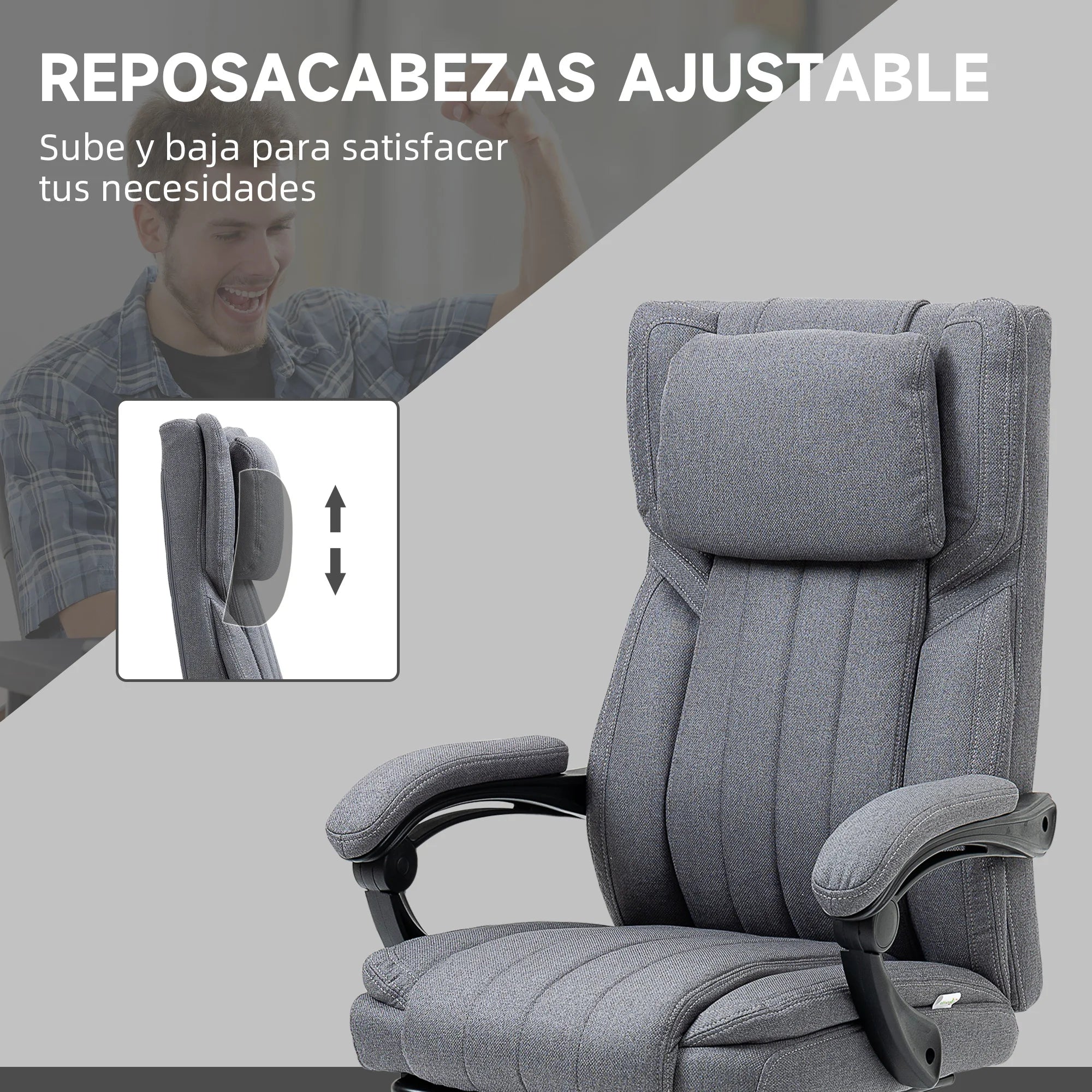 Silla de Oficina con Masaje Reclinable y Giratoria - Gris Tidesmit Massage Chairs Tidesmit