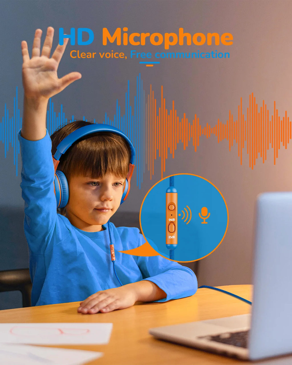 Kids Wired Headphones with Microphone - Foldable Over-Ear Tidesmit Tidesmit