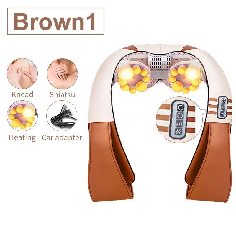 Electric Back Massager with Heat for Deep Tissue Muscle Relief Back Massage Instrument Brown one Tidesmit