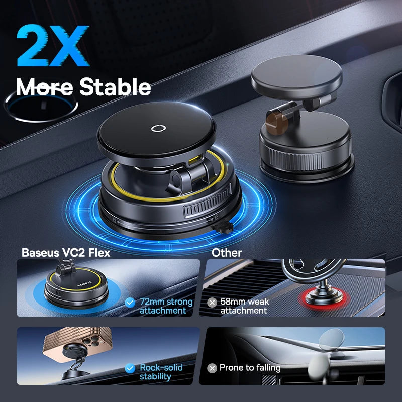 Magnetic Car Phone Holder & Qi Certified Fast Wireless Charger - Silver Tidesmit