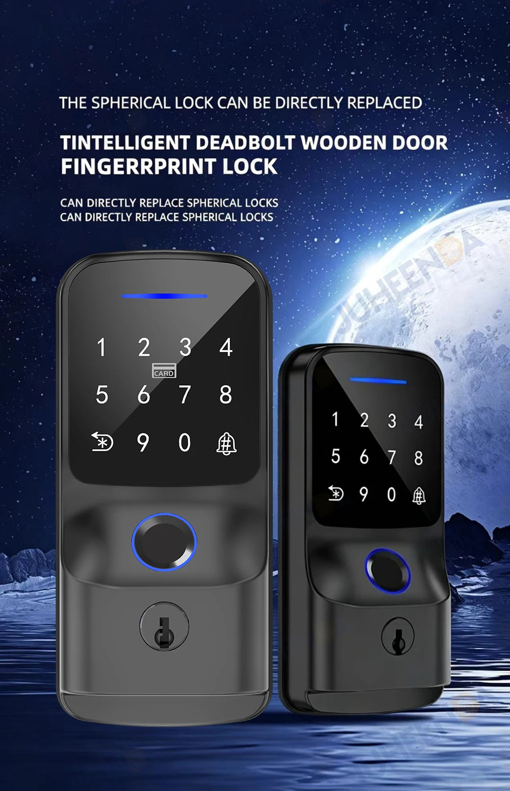 Tuya BLE WiFi Smart Door Lock Fingerprint Password RFID Card Key Unlock APP Control Electronic Deadbolt Lock for Home Office