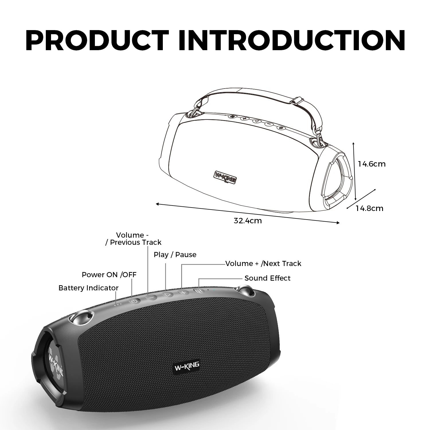 W-KING X10MIC Portable Loud Bluetooth Speakers (120W PEAK)70W with Wireless Microphone,  Waterproof Outdoor Wireless Bluetooth