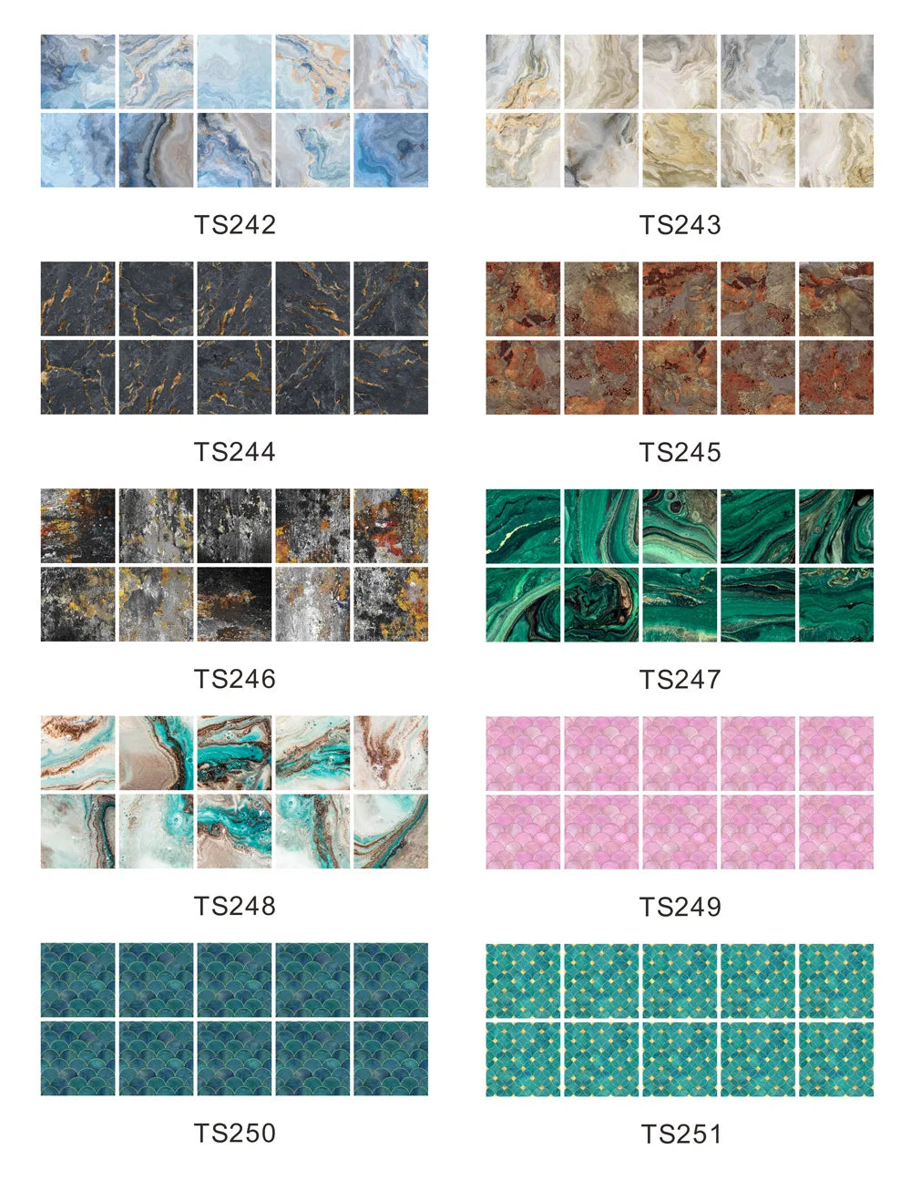 10pcs Crystal Tile Wall Stickers Self-Adhesive Kitchen Tiles PVC Backsplash Stickers Peel and Stick Bathroom Faux Stone Effect